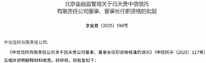 农业银行：副行长王大军任职资格获批
